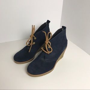 Sperry Harlow Blue Leather Suede Wedge
